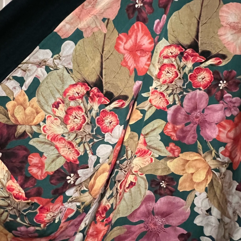 Johnny Was Jade Dark Teal Velvet Jacket with Reversible Silk Floral - Picture 6 of 6